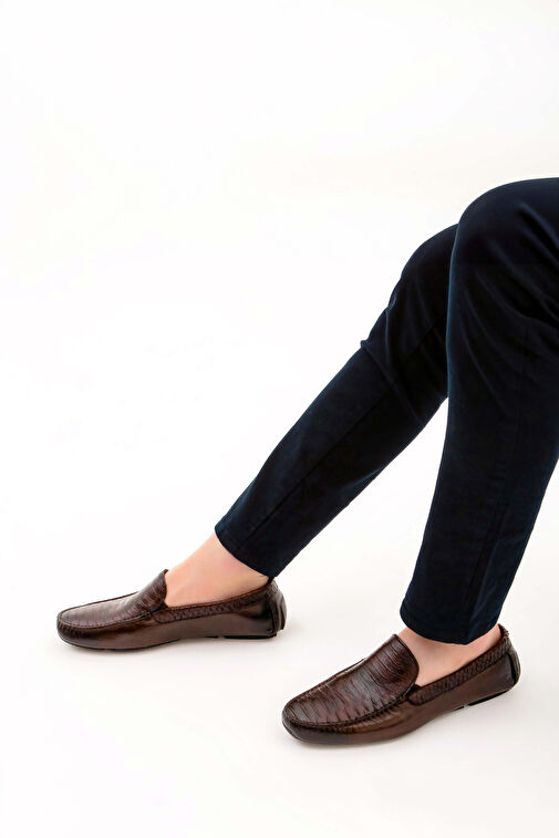 Tamer Tanca Erkek Hakiki Deri Kahverengi Driver Ayakkabı - Görsel 3