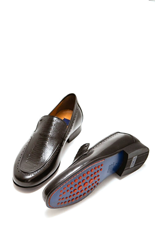 Tamer Tanca Erkek Hakiki Deri Siyah Bufalo Makosen Ayakkabı - Görsel 2