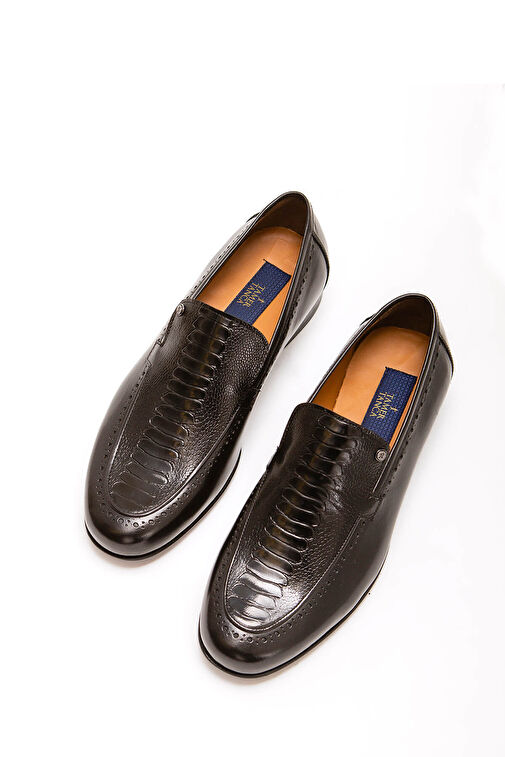 Tamer Tanca Erkek Hakiki Deri Siyah Bufalo Makosen Ayakkabı - Görsel 4