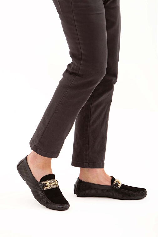 Tamer Tanca Erkek Hakiki Deri Siyah Bufalo Loafer Ayakkabı - Görsel 2