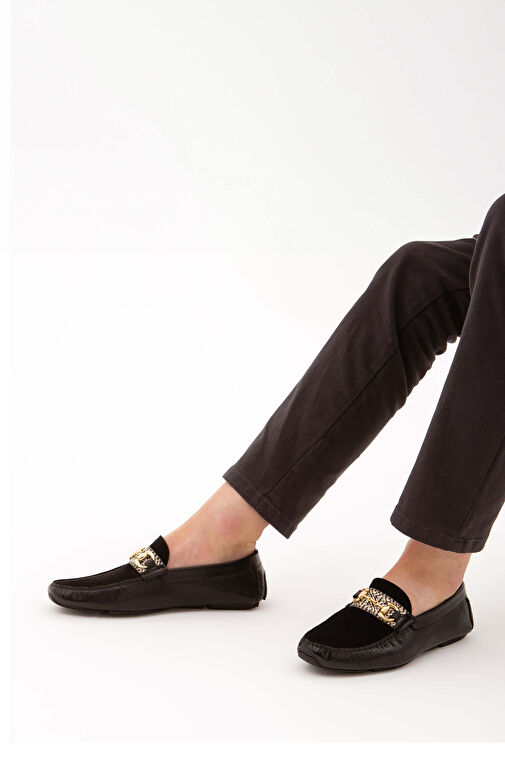 Tamer Tanca Erkek Hakiki Deri Siyah Bufalo Loafer Ayakkabı - Görsel 3