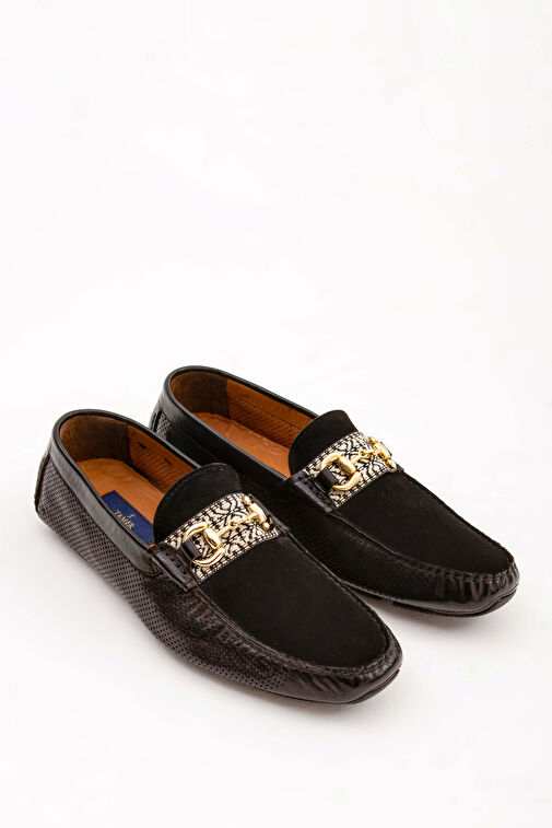 Tamer Tanca Erkek Hakiki Deri Siyah Bufalo Loafer Ayakkabı - Görsel 5