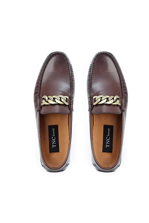 Tnc Luxury Erkek Hakiki Deri Kahverengi Loafer Ayakkabı - Görsel 5