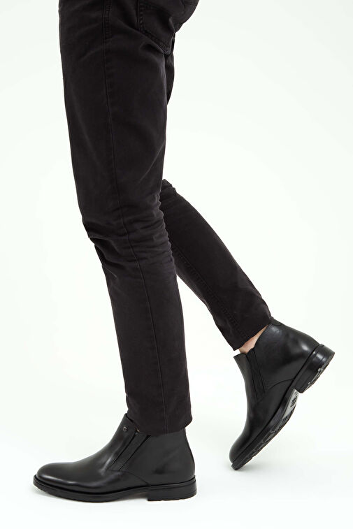 Tamer Tanca Erkek Hakiki Deri Siyah Casual Bot - Görsel 2