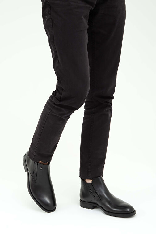 Tamer Tanca Erkek Hakiki Deri Siyah Casual Bot - Görsel 3