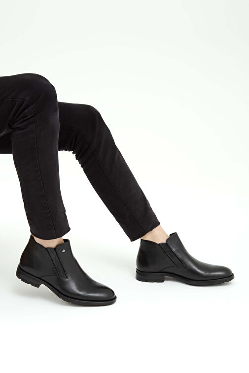 Tamer Tanca Erkek Hakiki Deri Siyah Casual Bot - Görsel 4