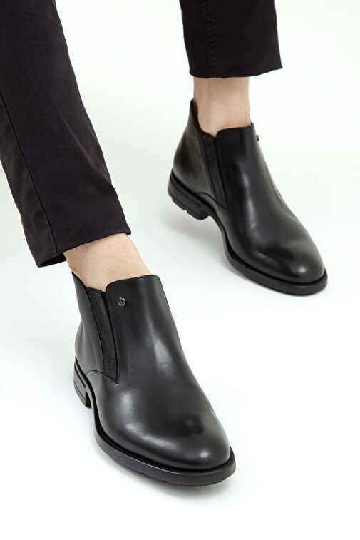 Tamer Tanca Erkek Hakiki Deri Siyah Casual Bot - Görsel 5