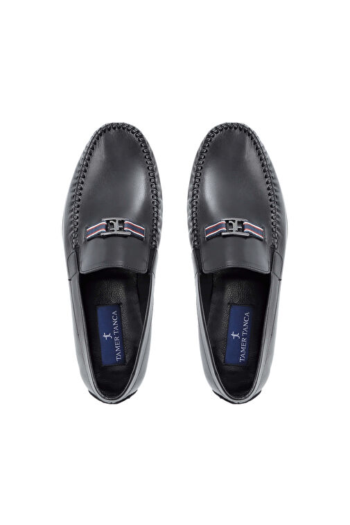 Tamer Tanca Erkek Hakiki Deri Siyah Makosen Ayakkabı - Görsel 5