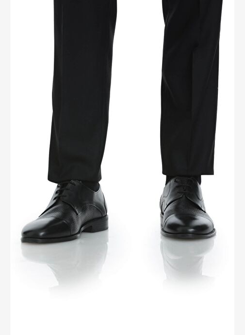 Siyah Klasik 100% Hakiki Deri Bağcıklı Ayakkabı - Görsel 7