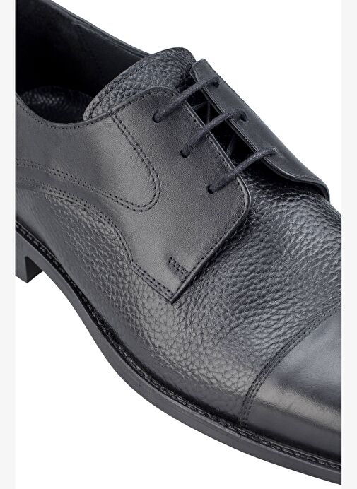 Siyah Klasik 100% Hakiki Deri Bağcıklı Ayakkabı - Görsel 5