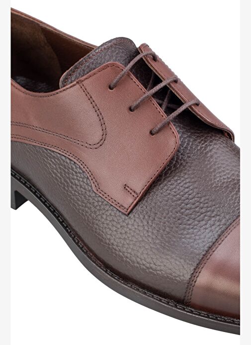 Kahverengi Klasik 100% Hakiki Deri Bağcıklı Ayakkabı - Görsel 4