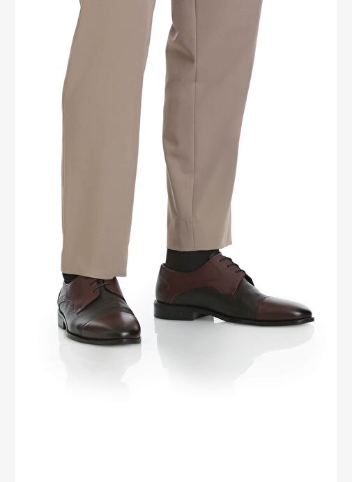 Kahverengi Klasik 100% Hakiki Deri Bağcıklı Ayakkabı - Görsel 7