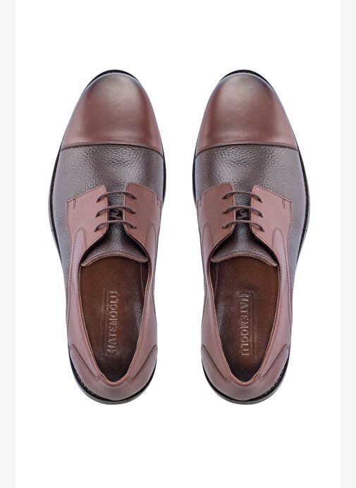Kahverengi Klasik 100% Hakiki Deri Bağcıklı Ayakkabı - Görsel 3