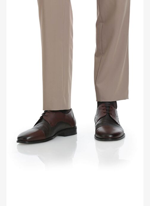 Kahverengi Klasik 100% Hakiki Deri Bağcıklı Ayakkabı - Görsel 9