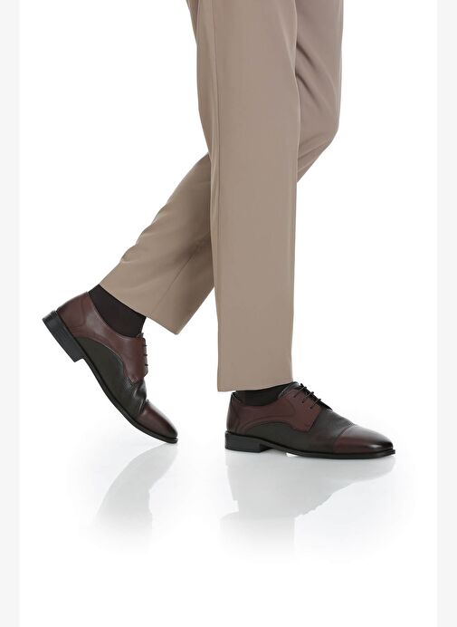 Kahverengi Klasik 100% Hakiki Deri Bağcıklı Ayakkabı - Görsel 8