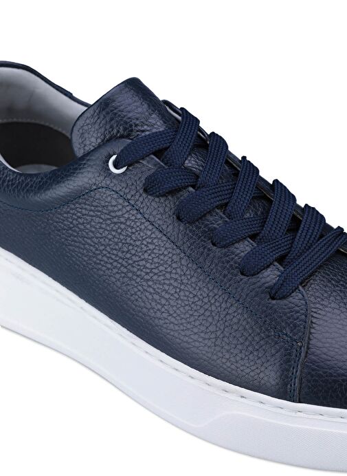 Lacivert Bağcıklı %100 Hakiki Deri Casual Ayakkabı - Görsel 5