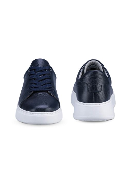 Lacivert Bağcıklı %100 Hakiki Deri Casual Ayakkabı - Görsel 4