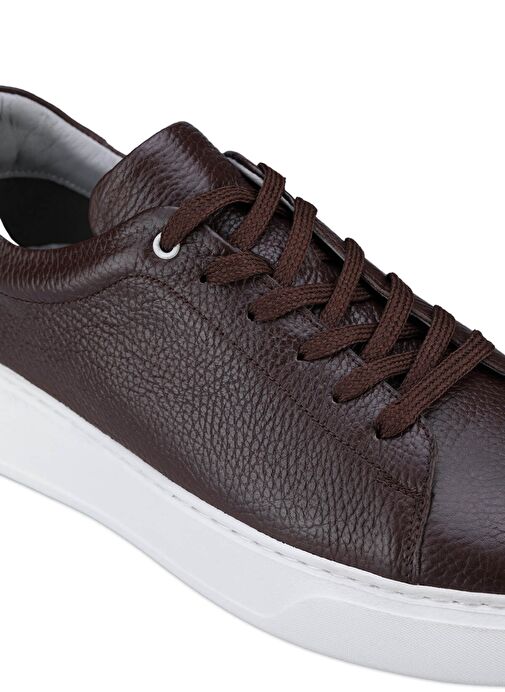 Kahverengi Bağcıklı %100 Hakiki Deri Casual Ayakkabı - Görsel 5