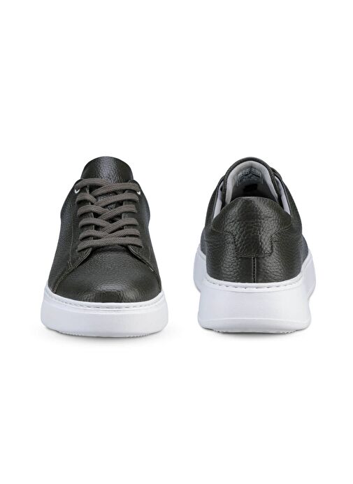 Haki Bağcıklı %100 Hakiki Deri Casual Ayakkabı - Görsel 4