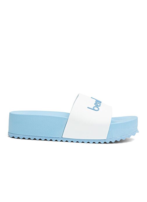Benetton® | BN-1212- 3489 Beyaz Mavi - Kadın Terlik - Görsel 2