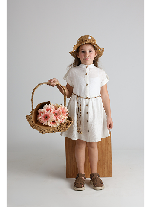 Galler Hakiki Deri Tek Cırtlı Unisex Çocuk Sandalet Kum Rengi - Görsel 7