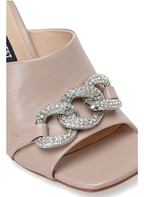 BERNE 2PR Pudra Kadın Topuklu Terlik - Görsel 8