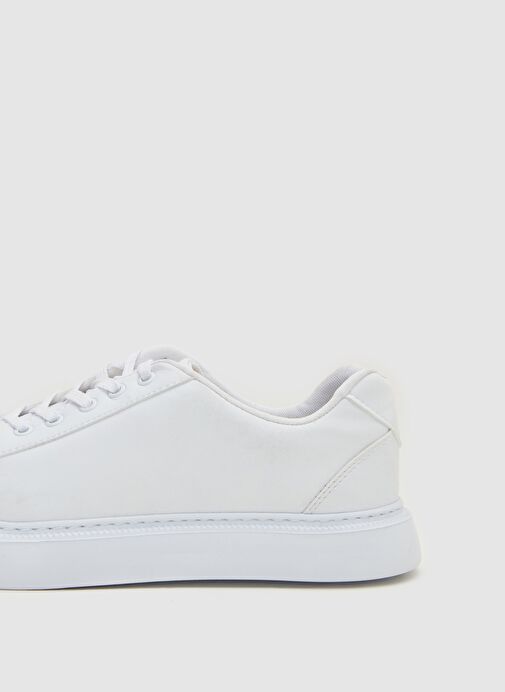 Twn Beyaz Kalın Beyaz Tabanlı Bağcıklı Sneaker Ayakkabi - Görsel 8