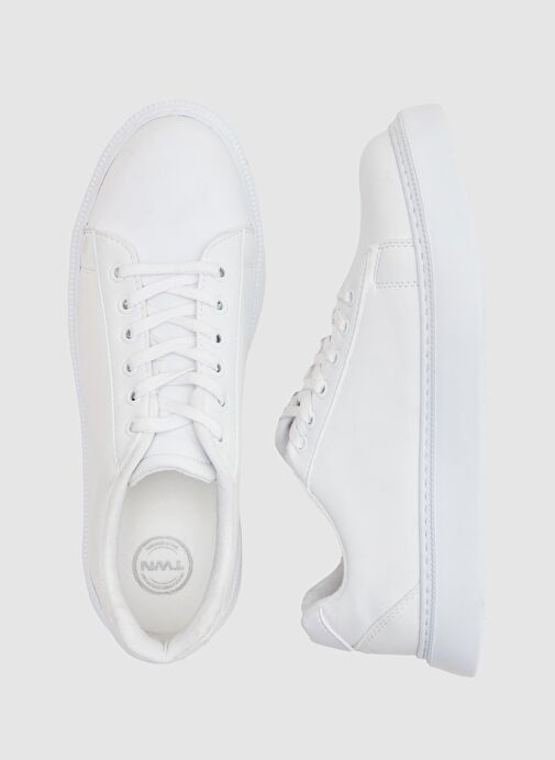 Twn Beyaz Kalın Beyaz Tabanlı Bağcıklı Sneaker Ayakkabi - Görsel 10
