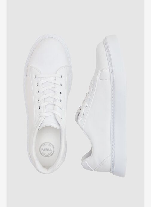 Twn Beyaz Kalın Beyaz Tabanlı Bağcıklı Sneaker Ayakkabi - Görsel 11