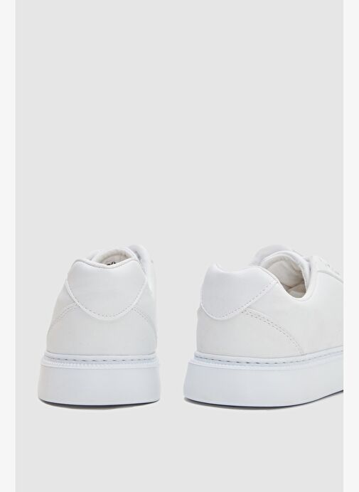 Twn Beyaz Kalın Beyaz Tabanlı Bağcıklı Sneaker Ayakkabi - Görsel 9