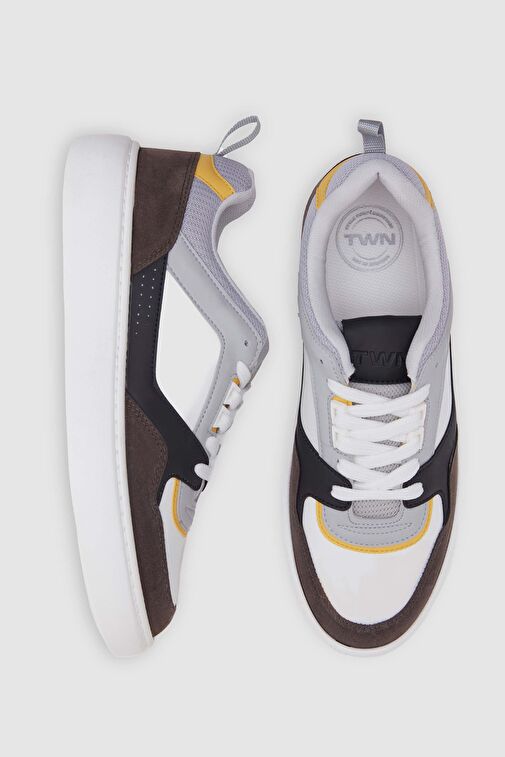 Twn Beyaz Kalın Beyaz Tabanlı Bağcıklı Sneaker Ayakkabi - Görsel 4