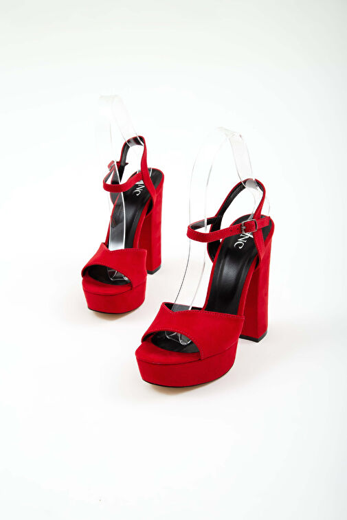 Tamer Tanca Kadın Suni Deri Kırmızı Abiye Ayakkabı - Görsel 7