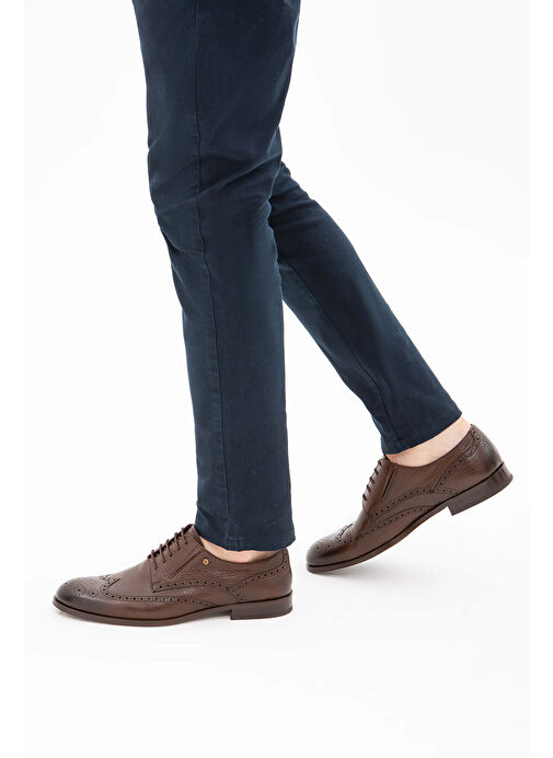 Tamer Tanca Erkek Hakiki Deri Kahverengi Klasik Ayakkabı - Görsel 6