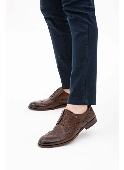 Tamer Tanca Erkek Hakiki Deri Kahverengi Klasik Ayakkabı - Görsel 8