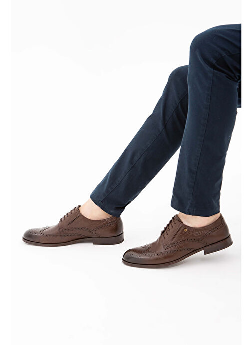 Tamer Tanca Erkek Hakiki Deri Kahverengi Klasik Ayakkabı - Görsel 9
