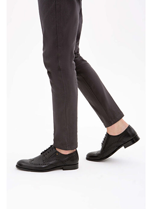 Tamer Tanca Erkek Hakiki Deri Siyah Klasik Ayakkabı - Görsel 6
