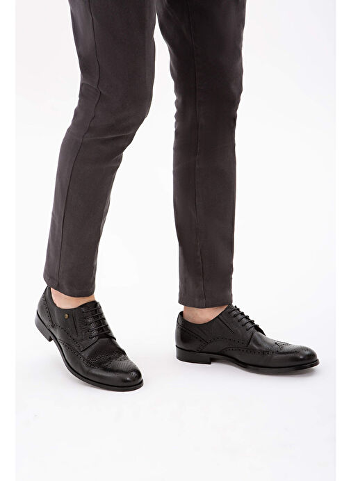 Tamer Tanca Erkek Hakiki Deri Siyah Klasik Ayakkabı - Görsel 7