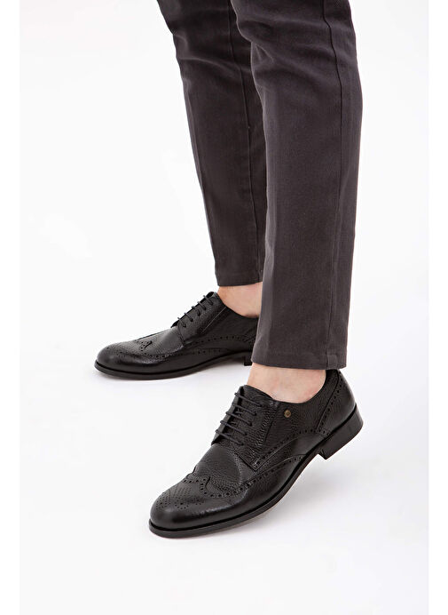 Tamer Tanca Erkek Hakiki Deri Siyah Klasik Ayakkabı - Görsel 8