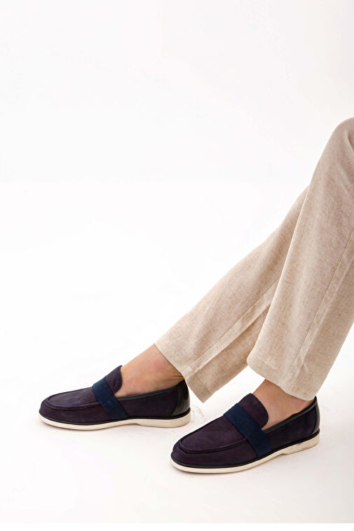 Tamer Tanca Erkek Hakiki Deri Lacivert Nubuk Casual Ayakkabı - Görsel 3