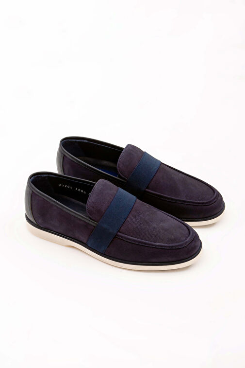 Tamer Tanca Erkek Hakiki Deri Lacivert Nubuk Casual Ayakkabı - Görsel 5