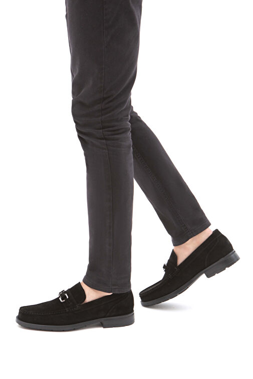 Tamer Tanca Erkek Hakiki Deri Siyah Süet Makosen Ayakkabı - Görsel 2