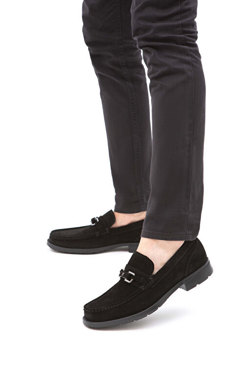 Tamer Tanca Erkek Hakiki Deri Siyah Süet Makosen Ayakkabı - Görsel 3