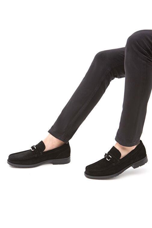 Tamer Tanca Erkek Hakiki Deri Siyah Süet Makosen Ayakkabı - Görsel 4