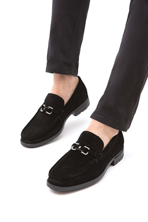 Tamer Tanca Erkek Hakiki Deri Siyah Süet Makosen Ayakkabı - Görsel 5