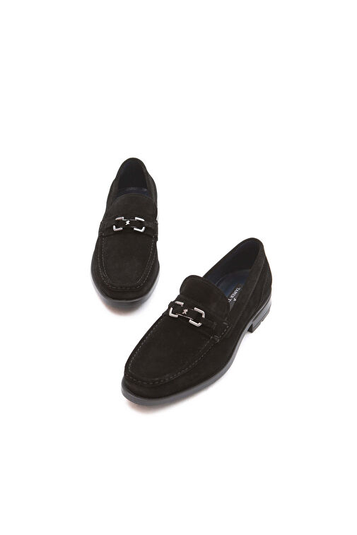 Tamer Tanca Erkek Hakiki Deri Siyah Süet Makosen Ayakkabı - Görsel 6