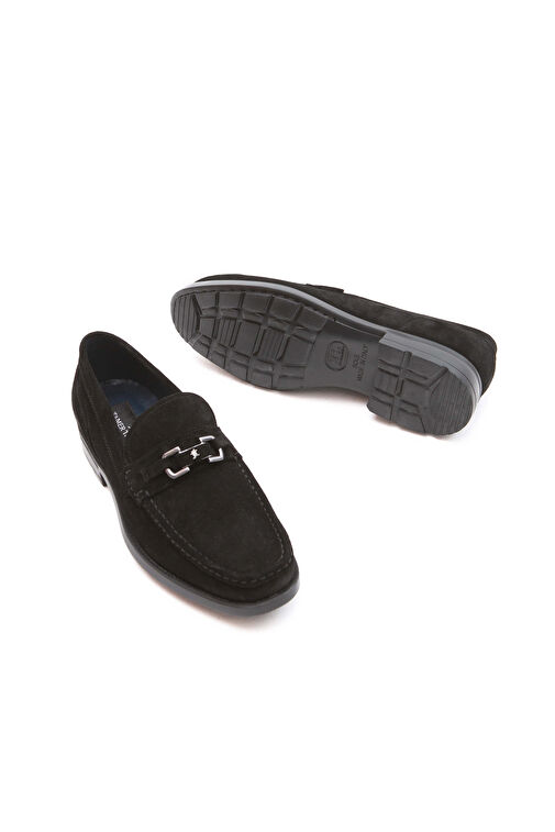 Tamer Tanca Erkek Hakiki Deri Siyah Süet Makosen Ayakkabı - Görsel 8