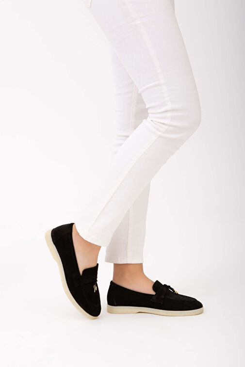 Tamer Tanca Kadın Hakiki Deri Siyah Loafer Ayakkabı - Görsel 2