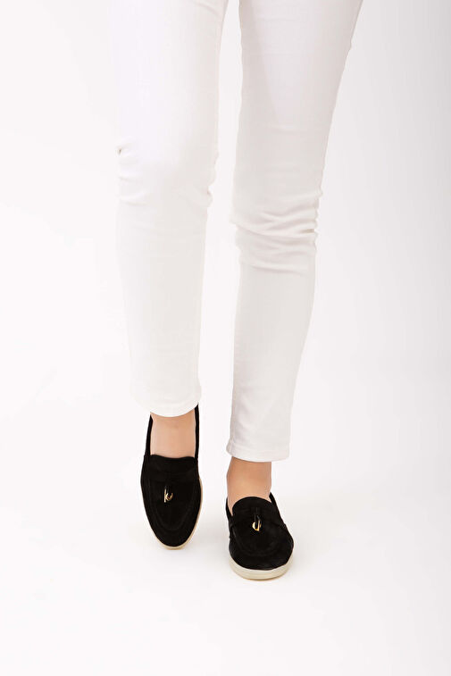 Tamer Tanca Kadın Hakiki Deri Siyah Loafer Ayakkabı - Görsel 3