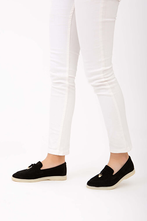 Tamer Tanca Kadın Hakiki Deri Siyah Loafer Ayakkabı - Görsel 4