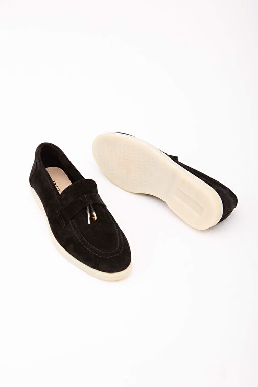 Tamer Tanca Kadın Hakiki Deri Siyah Loafer Ayakkabı - Görsel 13